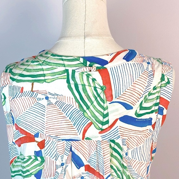 Anthropologie Maeve Women Sunseeker Umbrella Print Top Sleeveless Blouse Tank - Picture 7 of 12